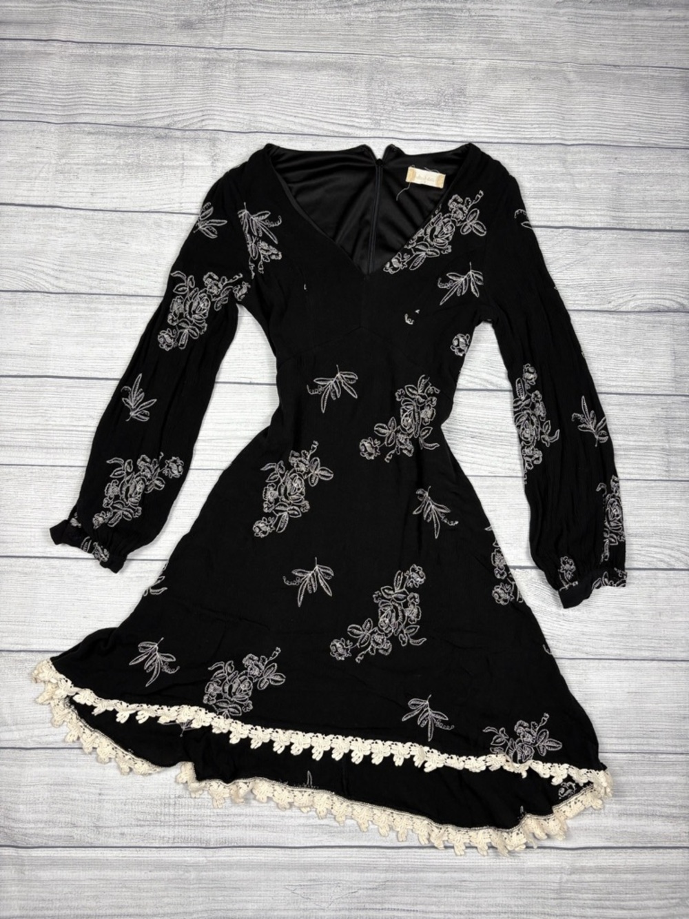 Altered State Black Embroidered Lace Trim Coquette Dress Size S